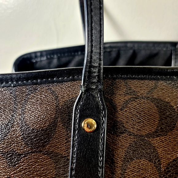 Coach Signature Drawstring Carryall Brown/Black F57842 - Picture 8 of 11